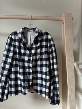 Ricorrrobe Checked Navy and White Plaid Women’s Jacket